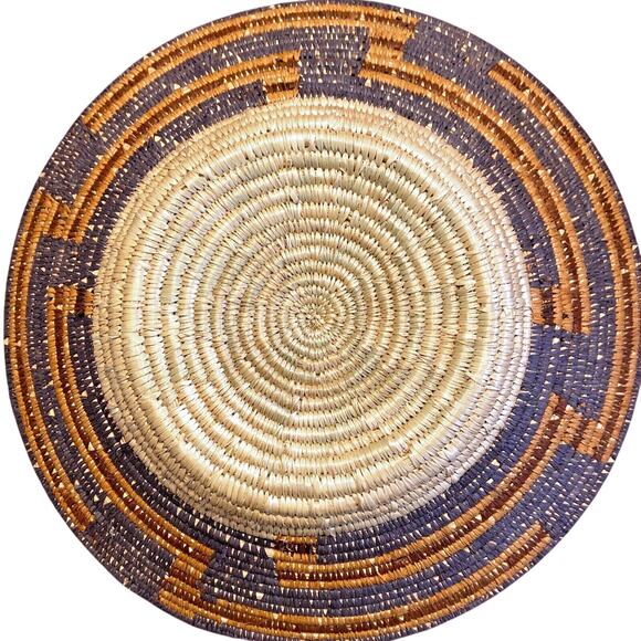 Hand Woven Bowl Shape Basket Coil Weave Multicolor Decorative Collectible Straw - Picture 5 of 8